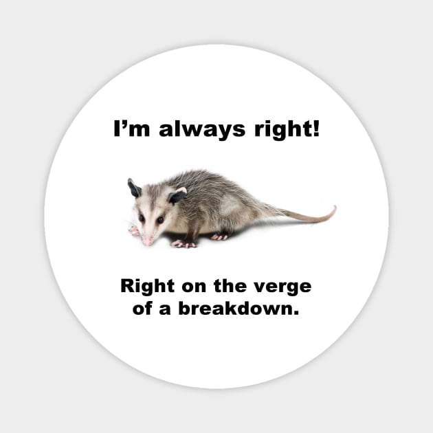 I'M ALWAYS RIGHT! Magnet by Psychoanalytic's Store